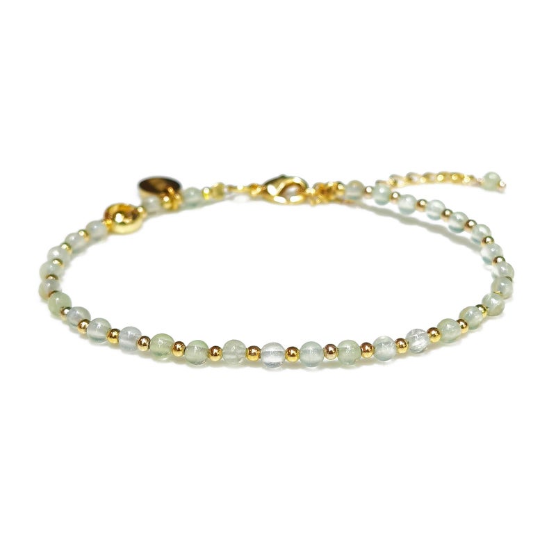 Morchic 3mm Green Prehnite Tiny Beads Bracelet for Women, Adjustable 7.1" Dainty Handmade Energy Gem Jewelry, Birthday Gift - Image 1